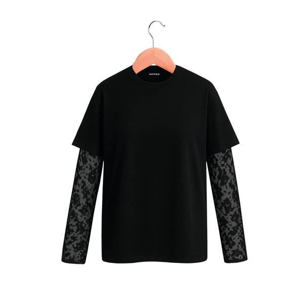 Lace T-Shirt - Black - Noir