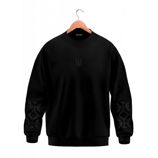 Oversized Sweatshirt -  Black - Emblem with Ornament