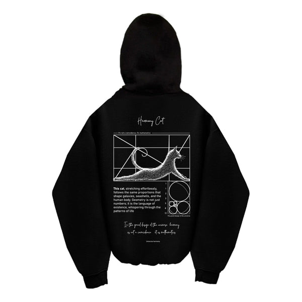 Oversized Hoodie - Black - Harmony Cat