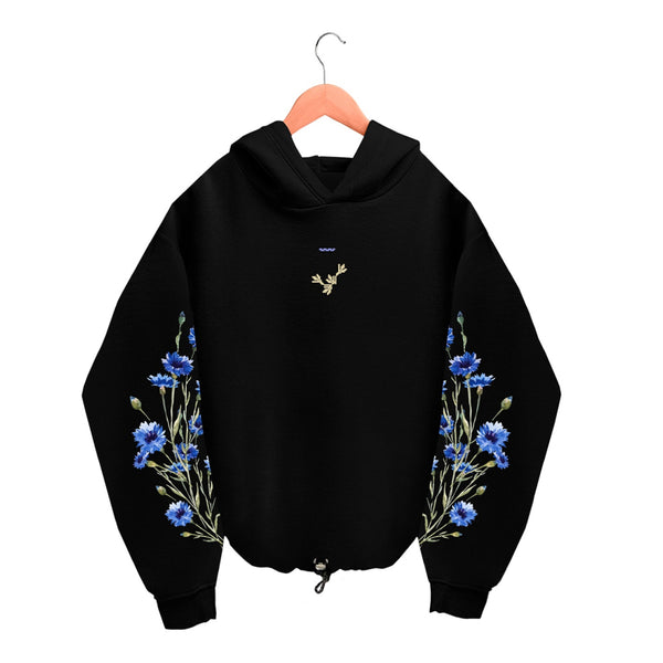 Oversized Hoodie - Black - Cornflowers