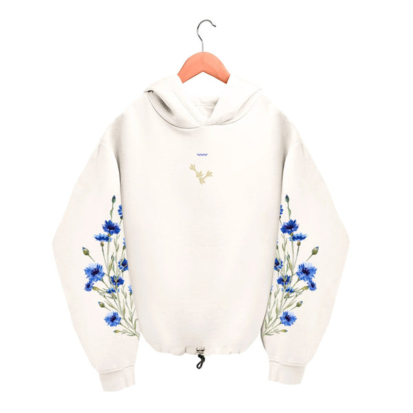 Oversized Hoodie - Milk - Cornflowers