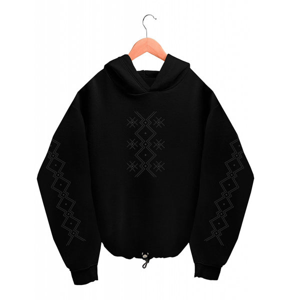 Oversized Hoodie - Black - Pixel Ornament – Black
