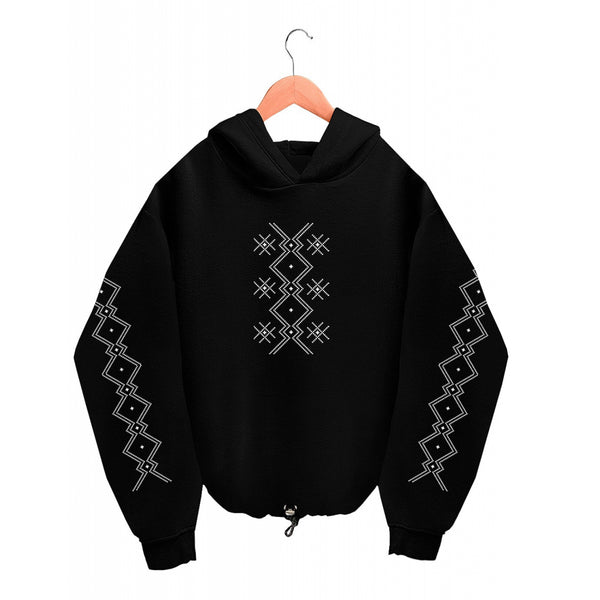 Oversized Hoodie - Black - Pixel Ornament – white