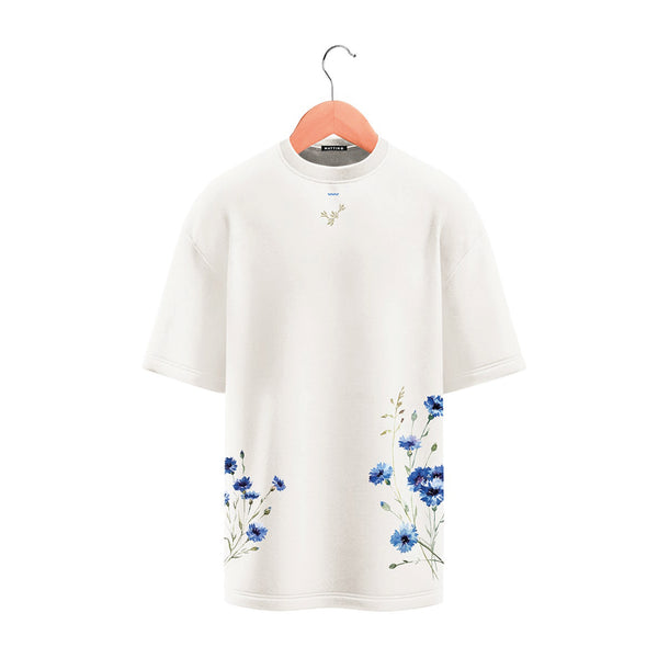 T-Shirt - Milk - Cornflowers