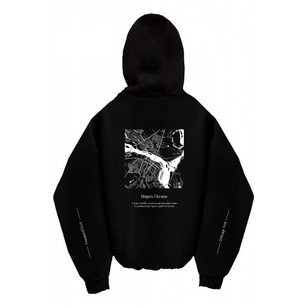 Oversized Hoodie - Black - Dnipro, 1776 CE