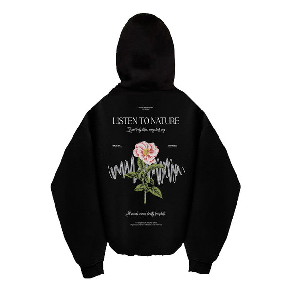 Oversized Hoodie - Black - Listen to nature