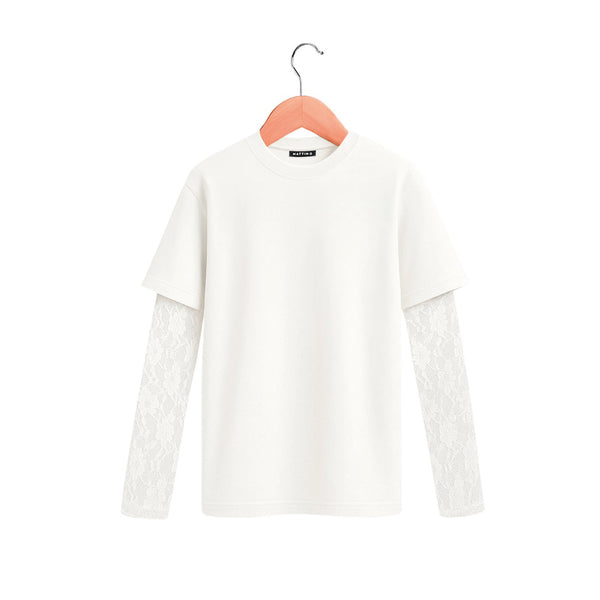 Lace T-Shirt - Milk -  Blanche