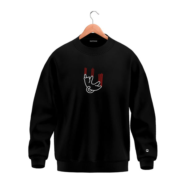 Oversized Sweatshirt -  Black - Cat